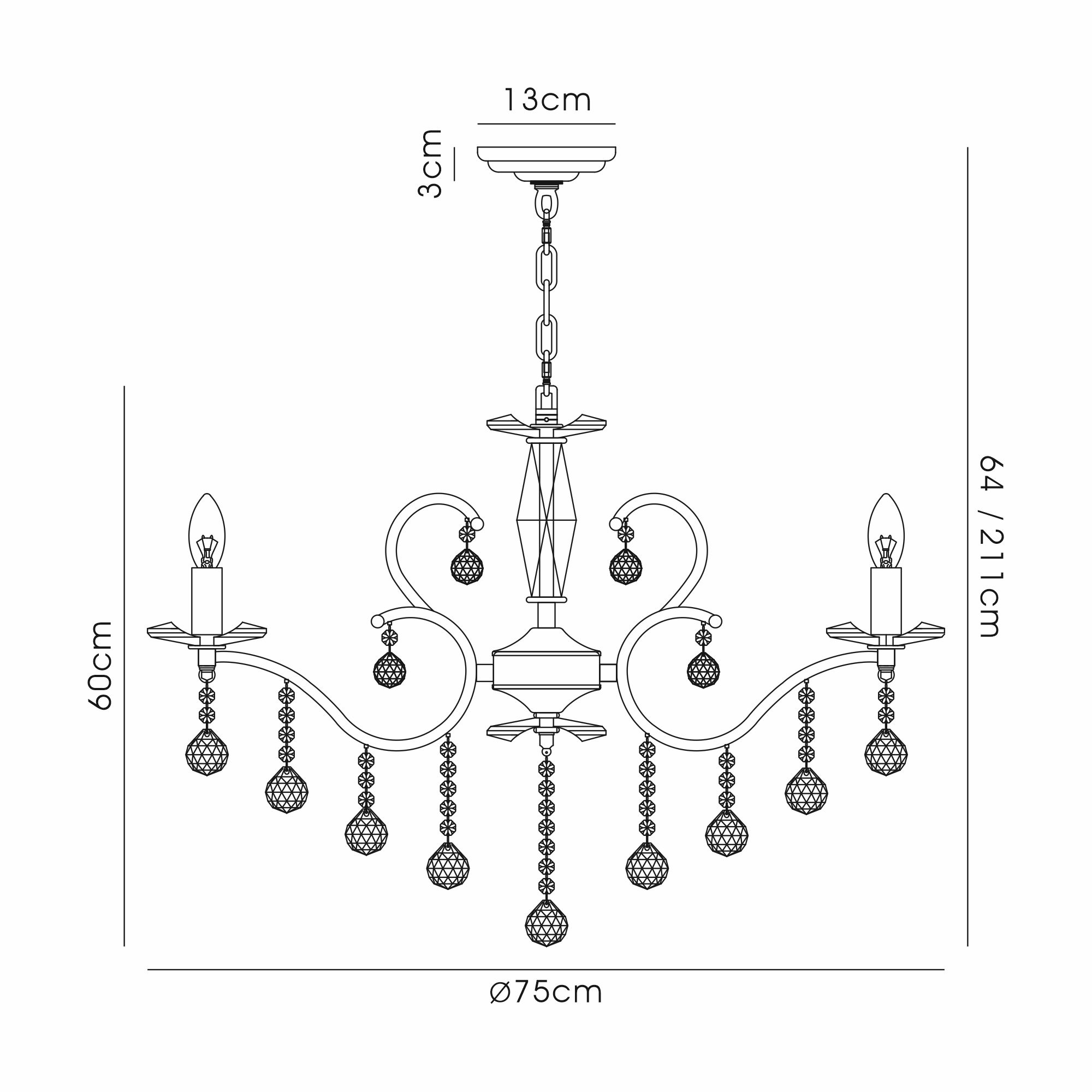 IL32128  Zinta Crystal Chandelier 8 Light Antique Brass